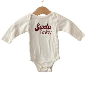 Tenth & Pine Santa Baby Long Sleeve Bodysuit - Cream Red - 0-3M